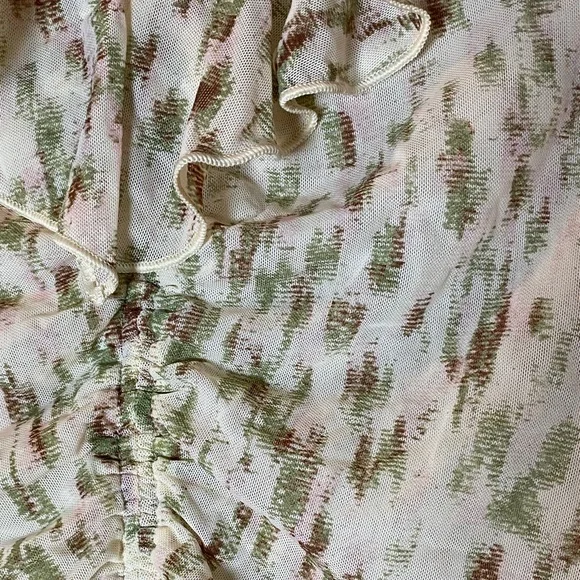 CAbi Cream and Brown Patterned Ruffle Blouse - Picture 5 of 9